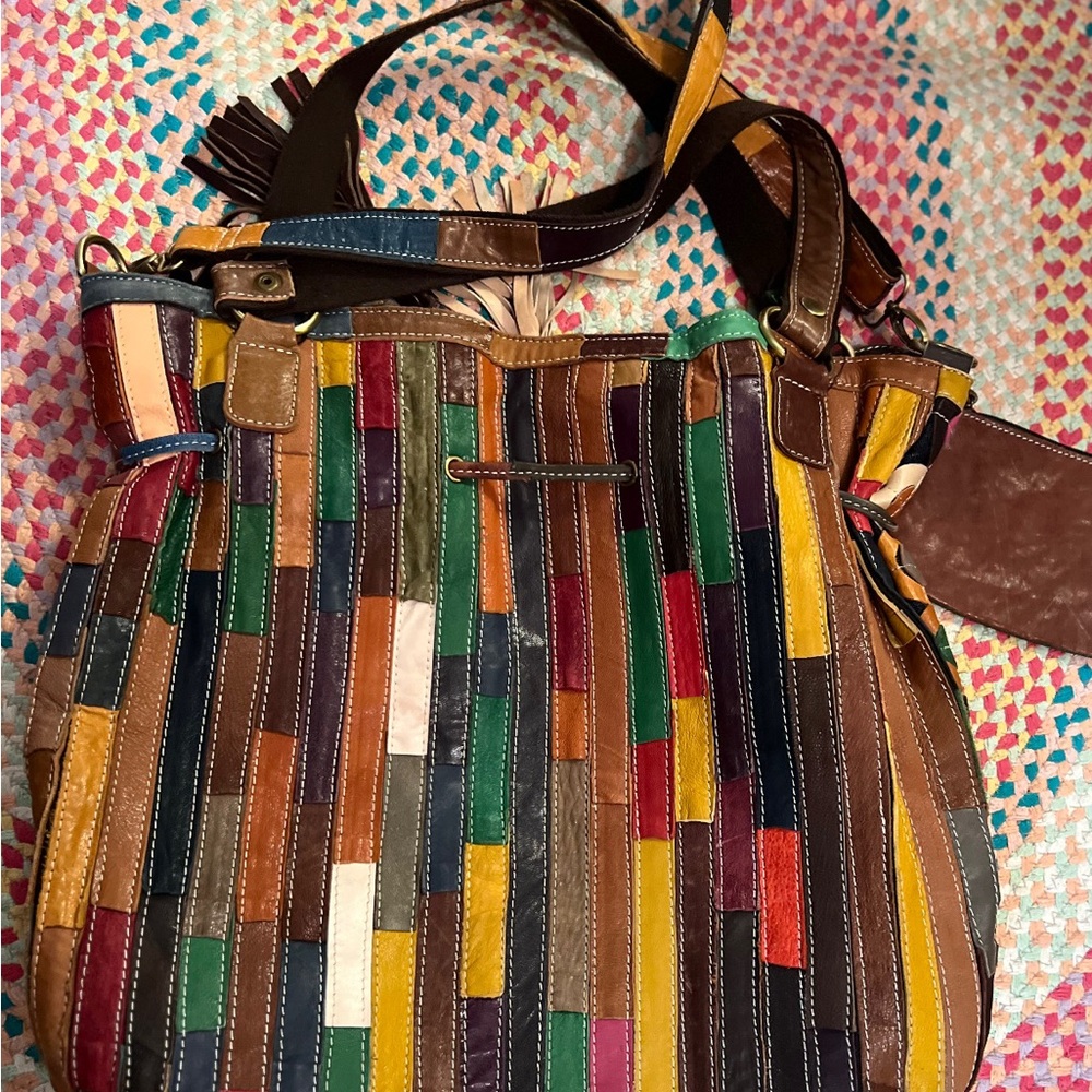 Amerileather Lloyd Patchwork Convertible Tote - image 5